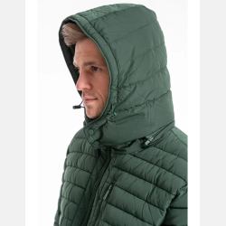 ZIELONA pikowana MĘSKA KURTKA z odpinanym kapturem MORAJ